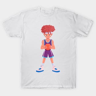 young basketball player, aesthetic sports illustration T-Shirt